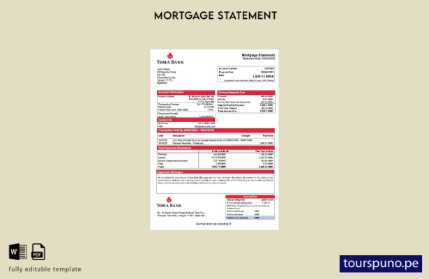listo para imprimir extracto de hipoteca de Myanmar Yoma Bank plantilla en Word 